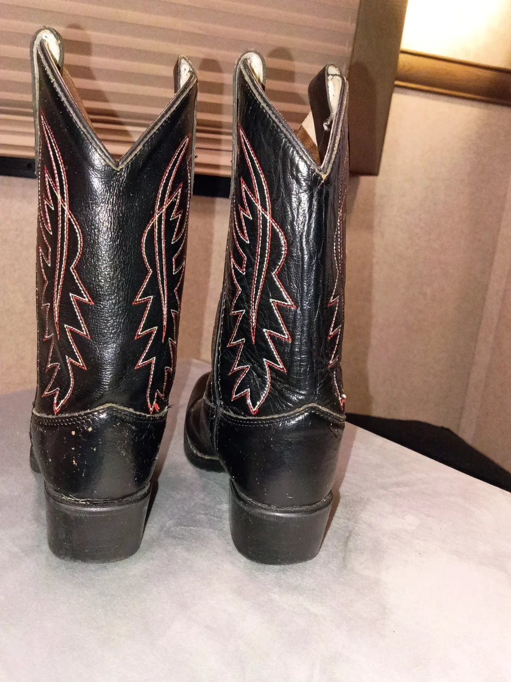 Youth Black Leather Western Cowboy Boots